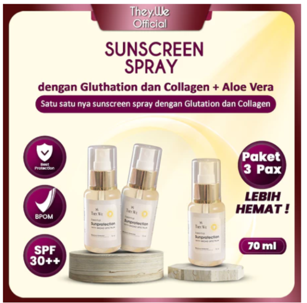 They.We 3 Pcs Sunscreen Spray Wajah 70ML SPF30 PA+++  Serum Sunscreen Skin Barrier Protect Sinar UV