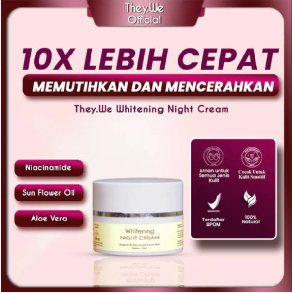 They.We Whitening Night Cream  Krim Malam 10 gr - Pelembab Krim Malam Mencerahkan Memutihkan Wajah