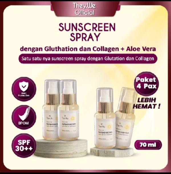 They.We 4 Pcs Sunscreen Spray Wajah 70ML SPF30 PA+++ | Serum Sunscreen Skin Barrier Protect Sinar UV