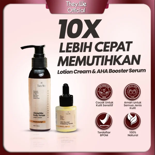 They.We - Whitening Body Lotion + AHA Serum Booster Pemutih Pencerah Badan Wanita Pria BPOM