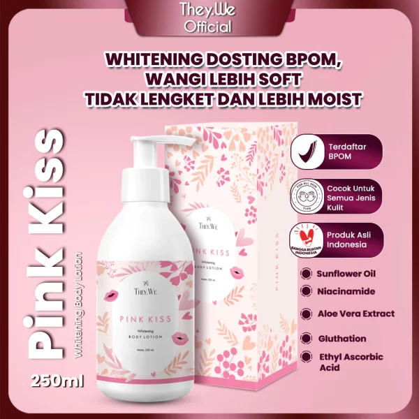 THEY.WE Whitening Body Lotion Dosting BPOM Krim Pemutih Pencerah Kulit Badan Pria Wanita | Pink Kiss